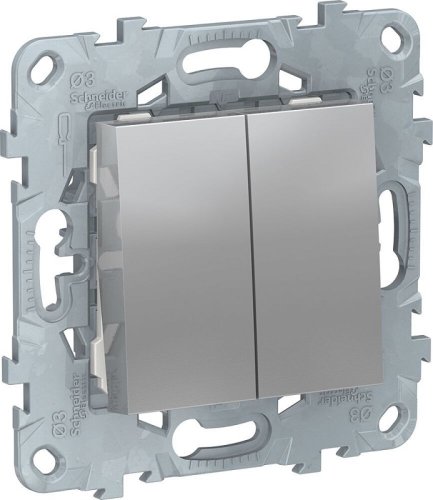 Выключатель без рамки Schneider Electric Unica New 2-кл. алюминий картинка